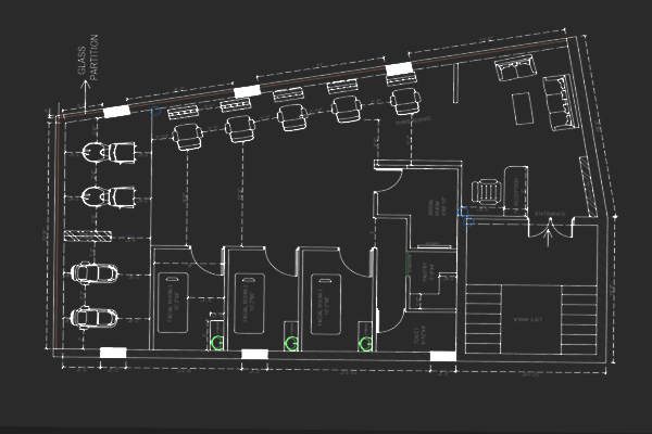 studio 89 salon space plan by g cube studios bangalore