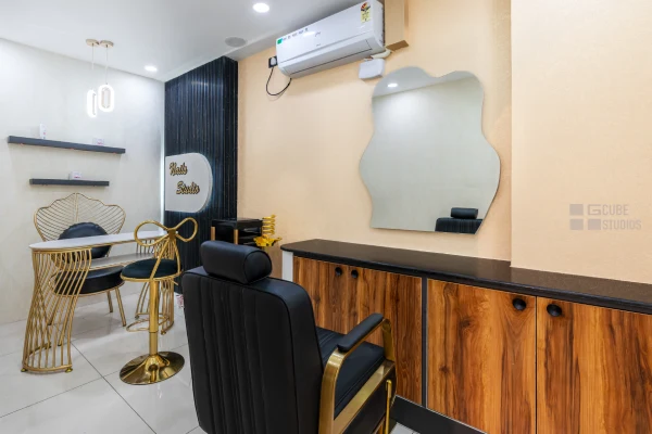 the glam luxe salon interiors by g cube studios